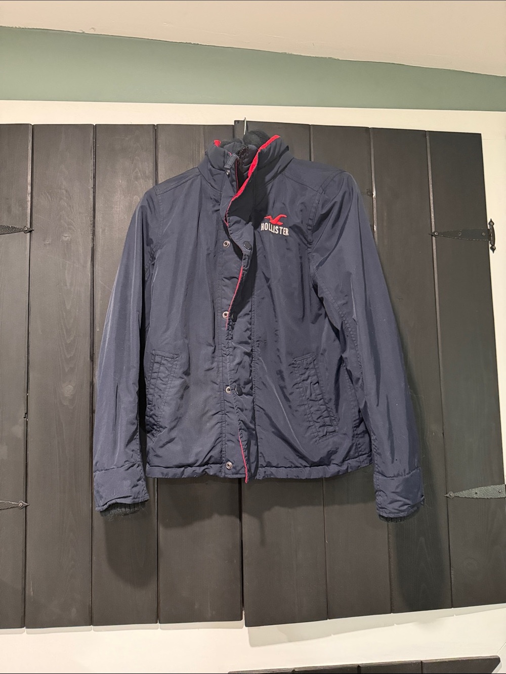 Hollister Navy Jacket with Red Accent Trim